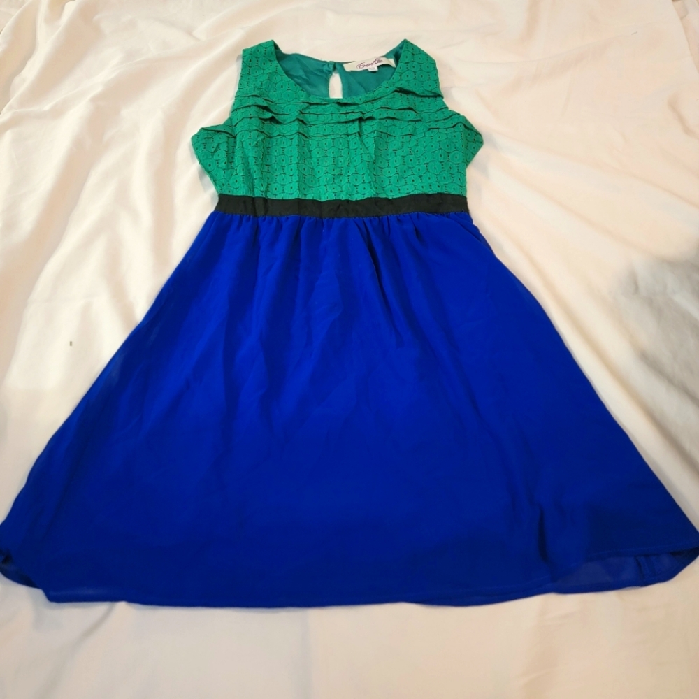 Green and Blue midi dress